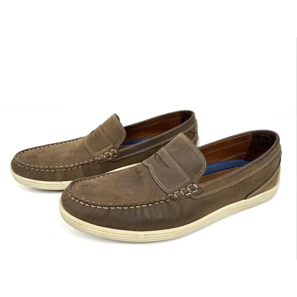 Johnston & Murphy Emmett Leather Penny Loafer Memory Foam Brown - Men's Size 10 - Picture 1 of 9